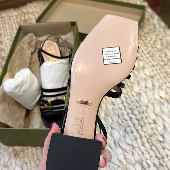 Gucci Ketty Horsebit Sandals Black NWT 37.5 - Picture 4 of 5